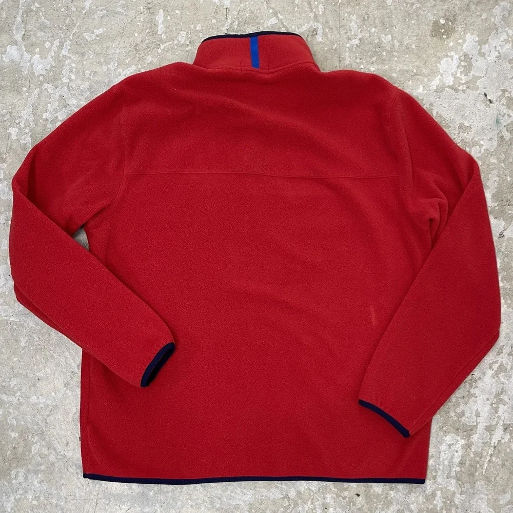 Polo Ralph Lauren Pullover Mens Large Red Fleece‎ Blue Pocket Snap Up Sweater